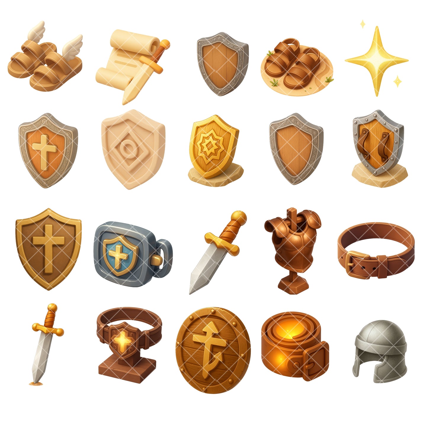 Armor of God Clipart PNG Bundle – 56 Christian Bible Armor Graphics (Ephesians 6 Digital Download)