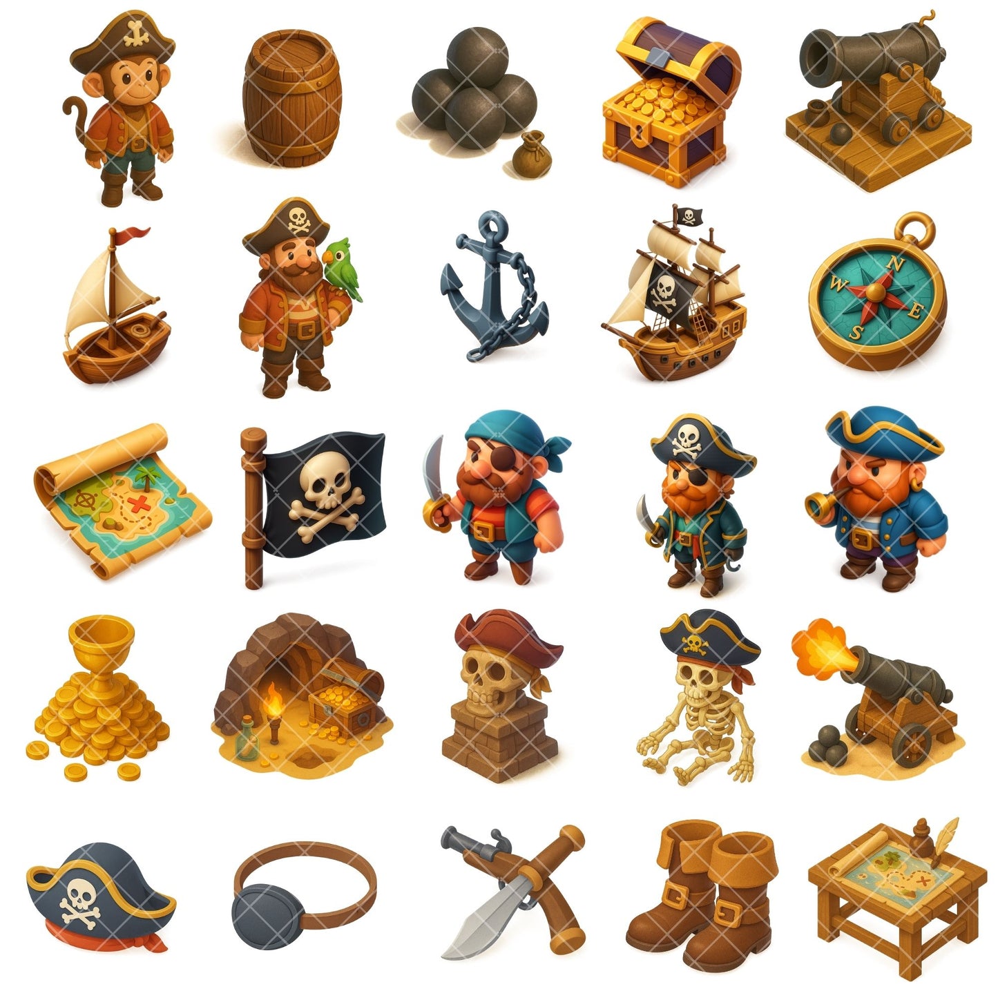 Pirate Clipart 3D – Pirate Ship, Treasure & Island PNG | Kids Party, Game Assets & Adventure Art (66 Files)