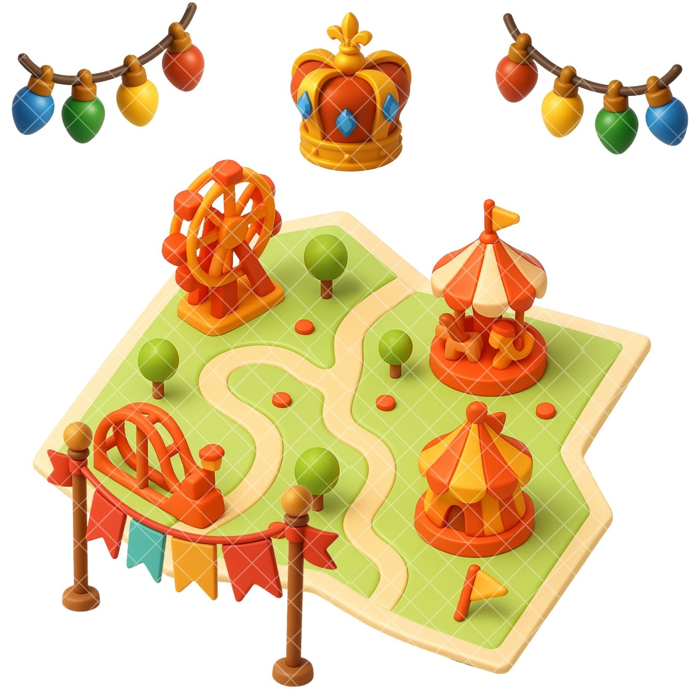 Carnival Clipart Set – 3D Circus & Fairground PNGs | Festival Fun Clipart, Kids Party Graphics, Digital Download (53 Files)