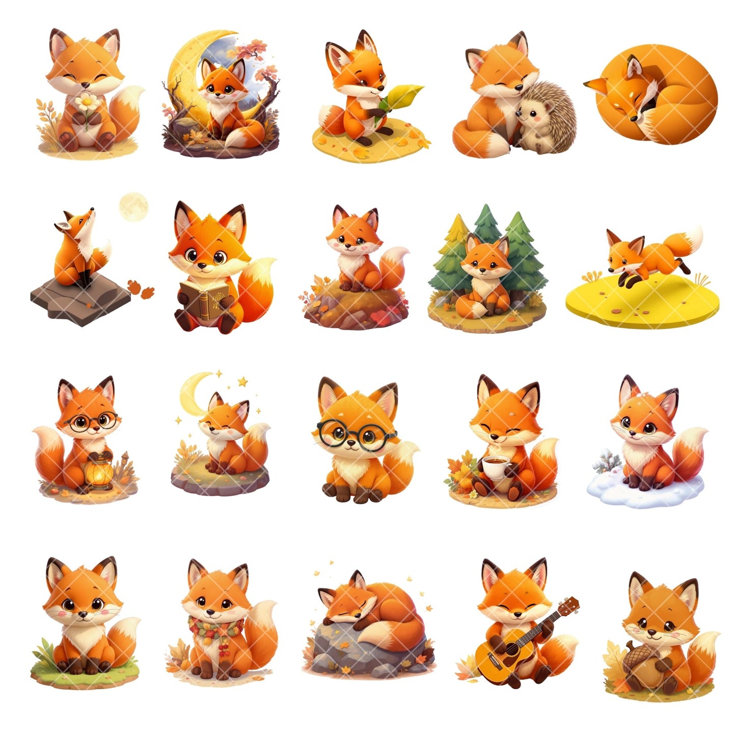 Fox 3D Clipart PNG | Woodland Animal Clipart | Isometric Fox PNG | Cute Fox Illustration | Nursery Decor Graphics