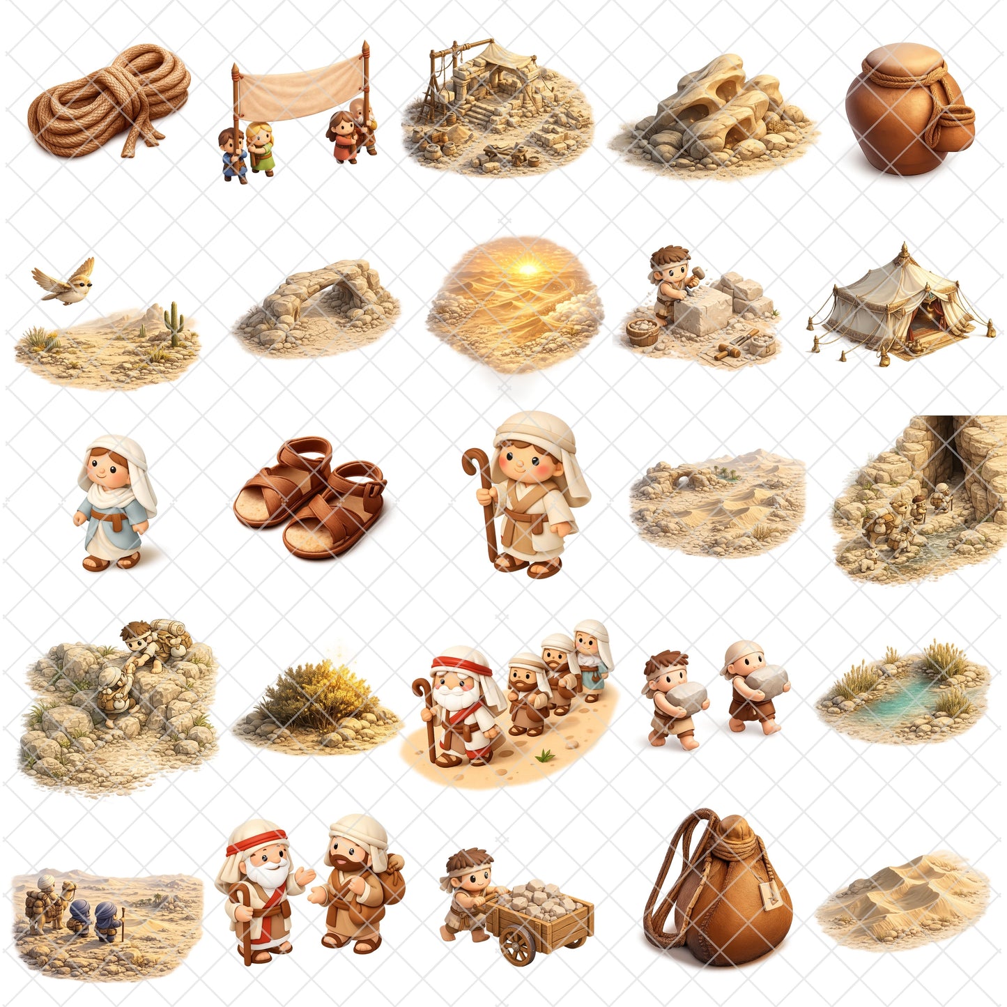 Moses Bible Story 3D Clipart PNG Bundle – 64 Christian Old Testament Scenes for Sunday School & Homeschool