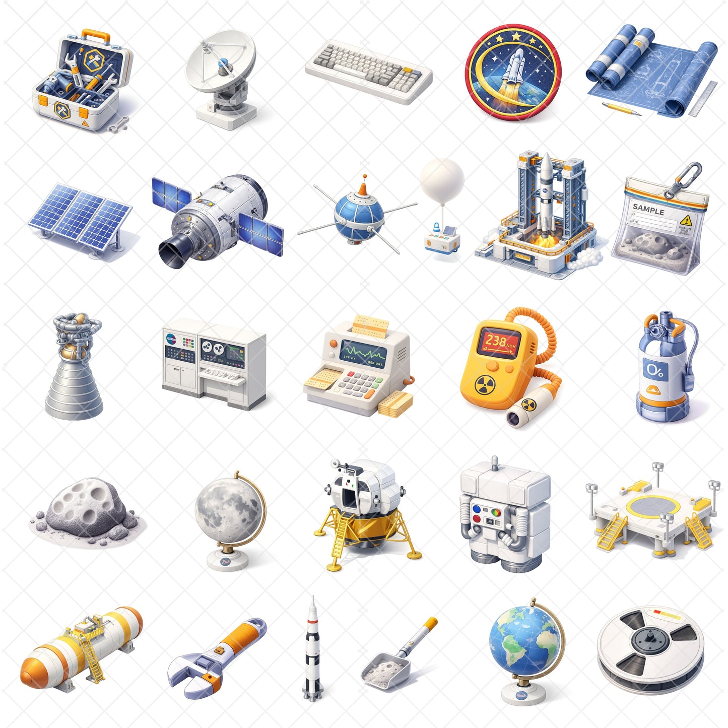 Space Race Clipart Bundle – 3D Astronaut & Rocket PNG, NASA Space Graphics, STEM Classroom Art, Satellites & Moon Lander, 53 PNG