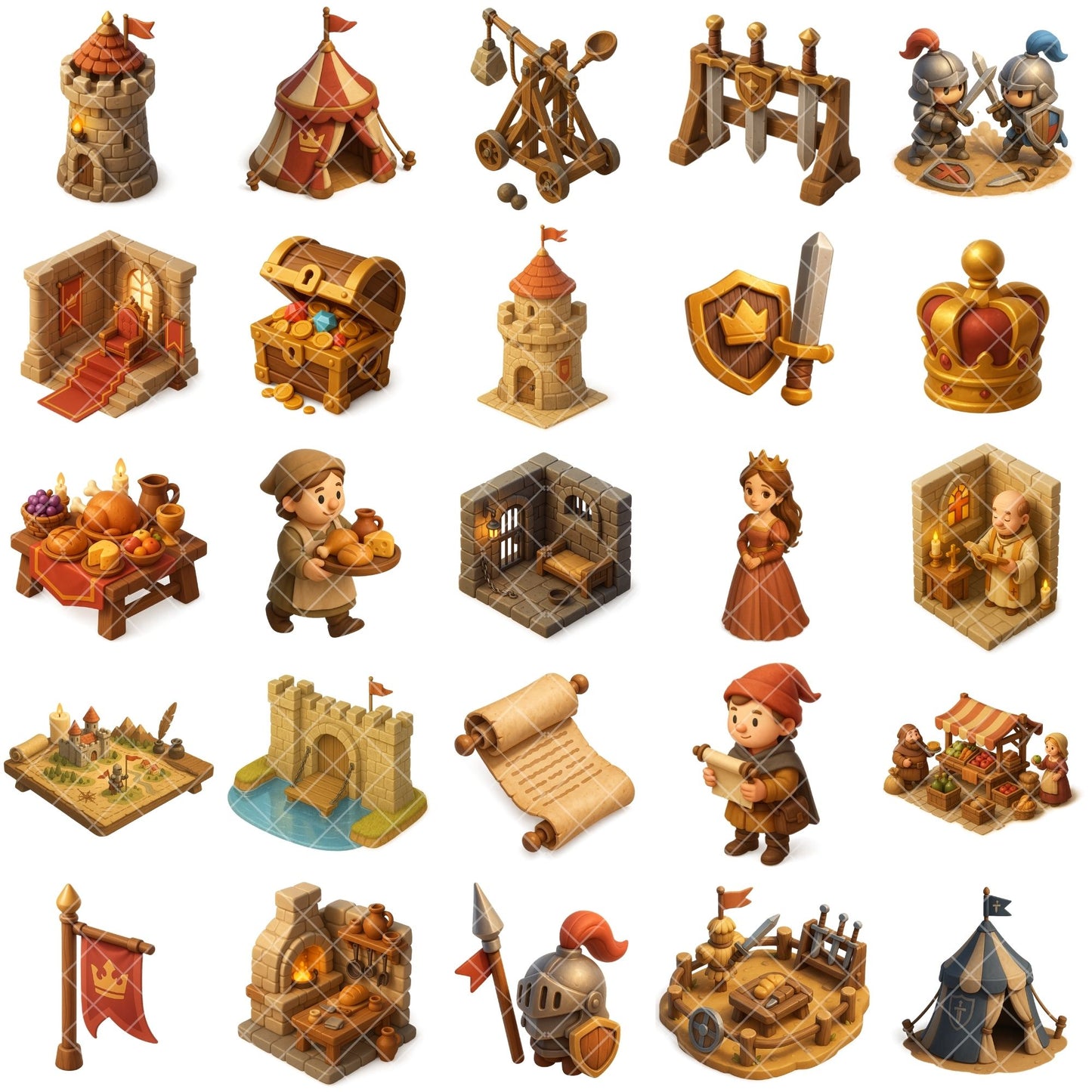 Medieval Clipart PNG – Castle, Knights & Fantasy Kingdom | Royal Medieval 3D Art Set (60 Files)