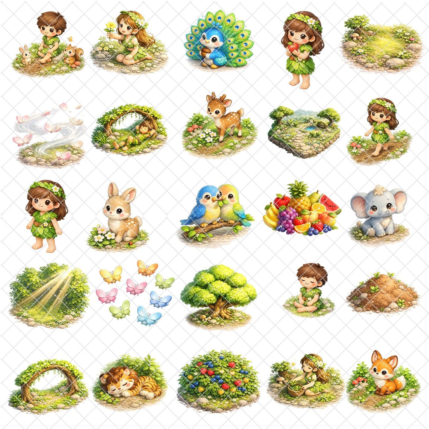 Adam and Eve 3D Clipart PNG Bundle – 60 Creation Story Graphics for Sunday School & Bible Crafts