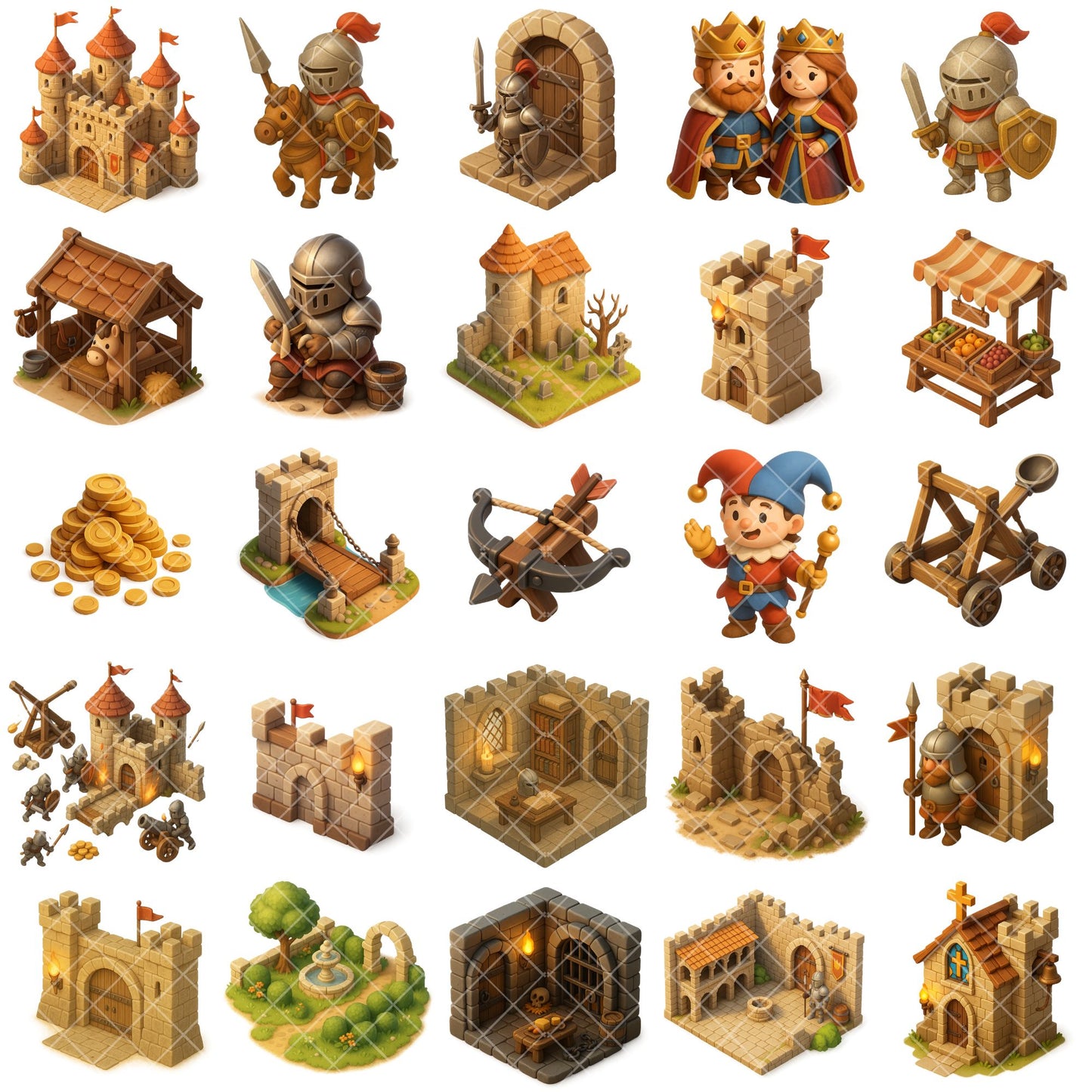 Medieval Clipart PNG – Castle, Knights & Fantasy Kingdom | Royal Medieval 3D Art Set (60 Files)