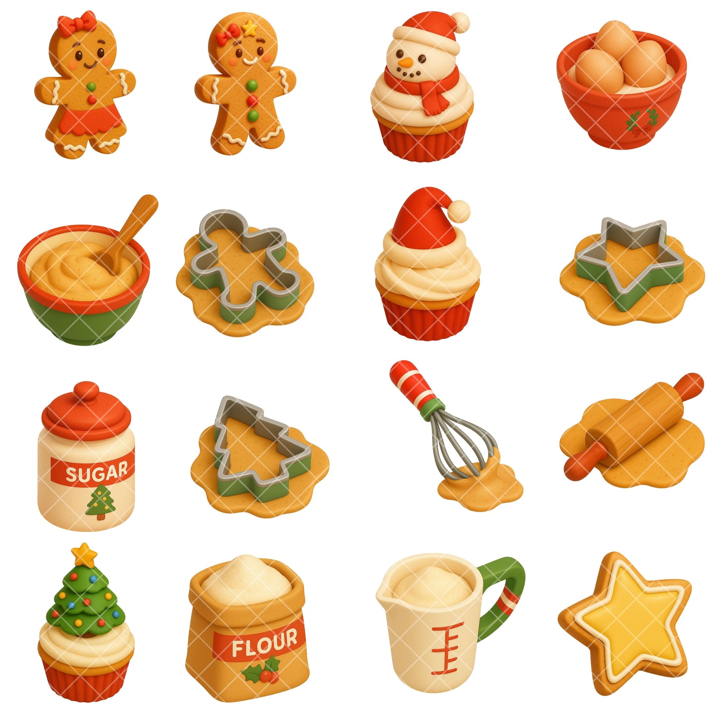 Christmas Baking Clipart Bundle – 3D Kitchen Holiday PNG, Cookies & Desserts Clipart, Festive Baking Tools, Cozy Christmas Graphics, 63 PNG