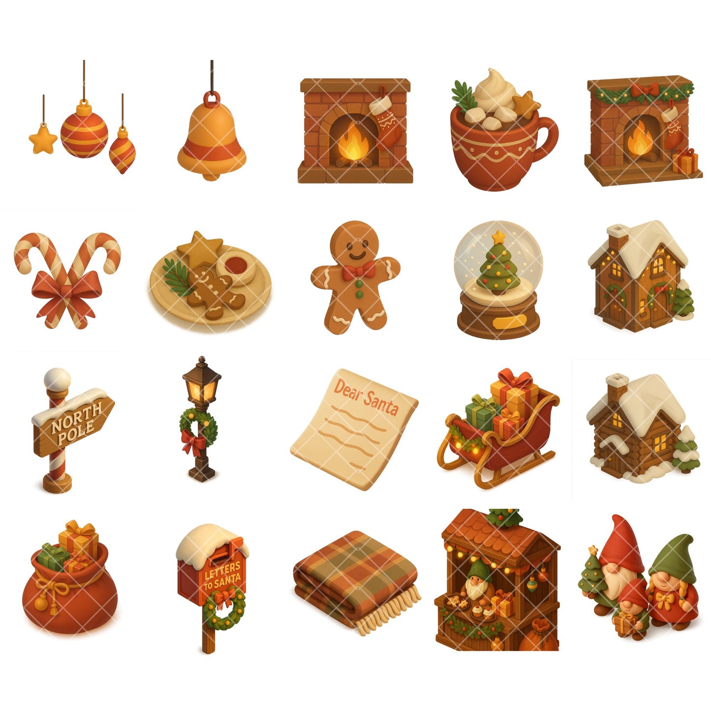 Christmas Gnome 3D Clipart PNG | Holiday Isometric Clipart | Christmas PNG Bundle | Gnome Graphics | Commercial Use