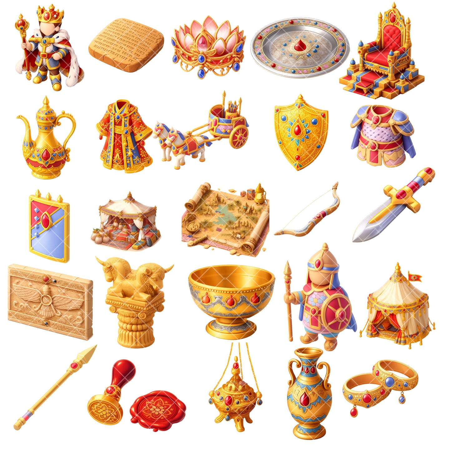Persian Empire Clipart Bundle – 55 Ancient History 3D PNG Files for Education, Crafts & Classroom Decor