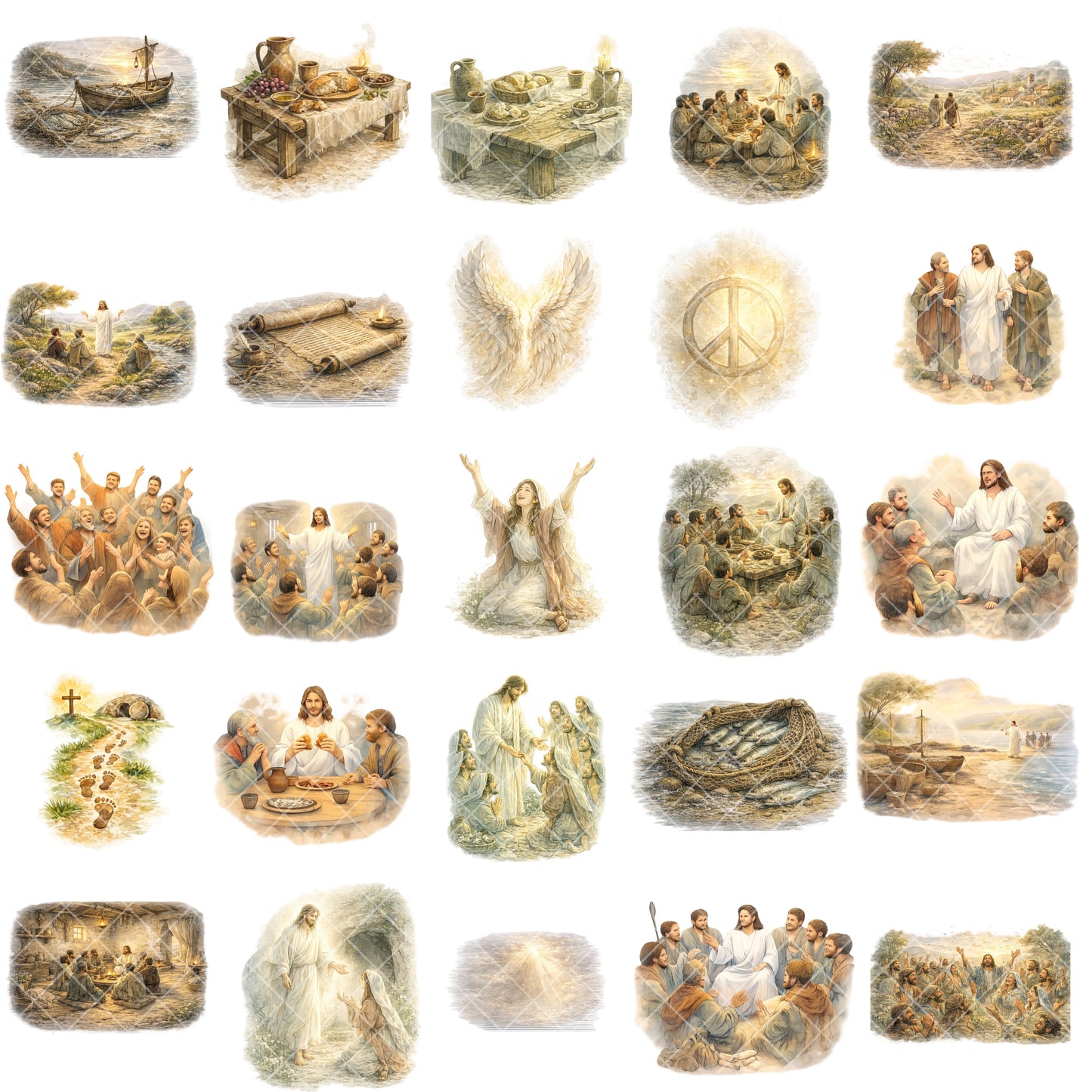 Resurrection Appearances Watercolor Clipart Bundle