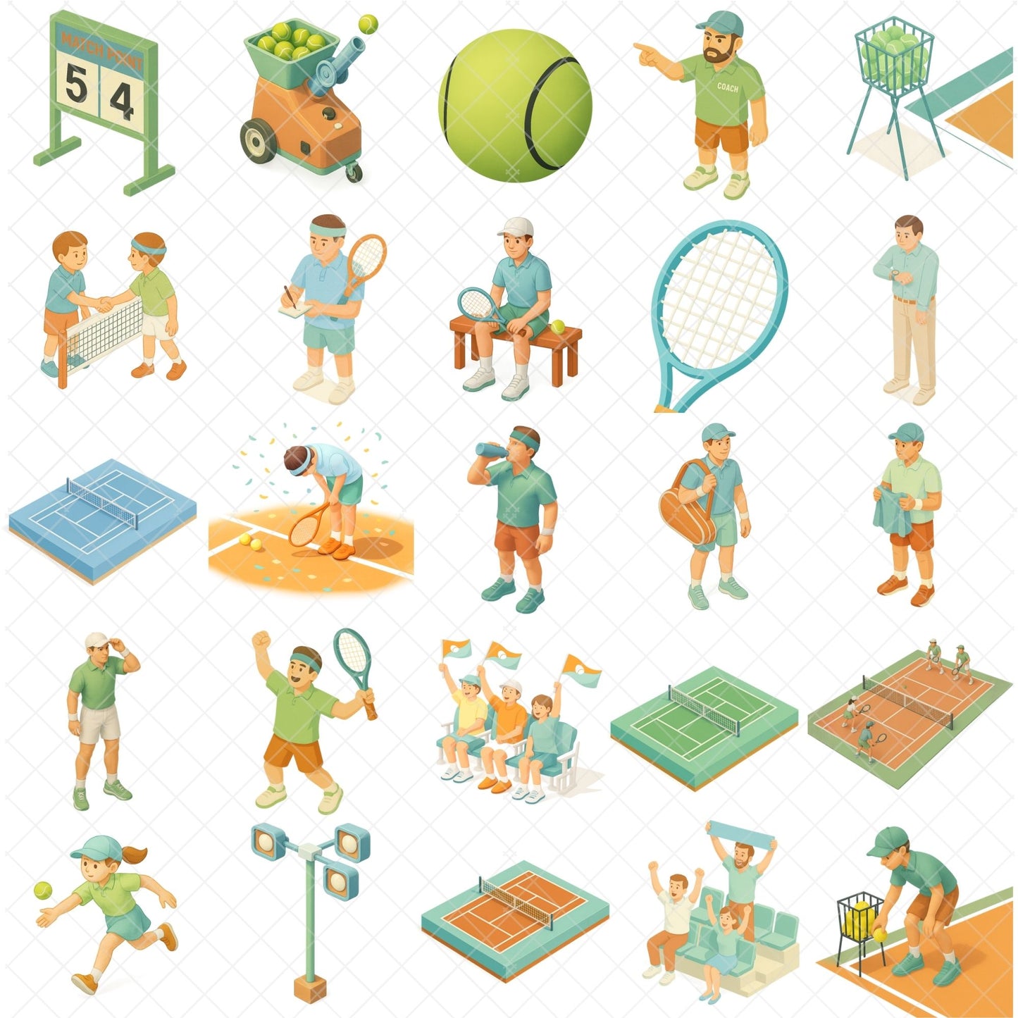 Tennis Clipart – 52 Sports PNG Files – Tennis Players, Rackets, Courts & Game Graphics