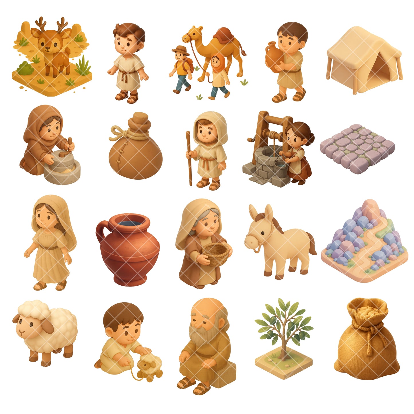 Old Testament Bible Clipart PNG Bundle – 60 Christian Characters & Bible Story Graphics (Digital Download)