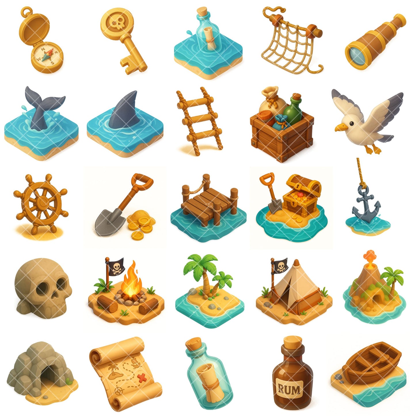 Pirate Clipart 3D – Pirate Ship, Treasure & Island PNG | Kids Party, Game Assets & Adventure Art (66 Files)