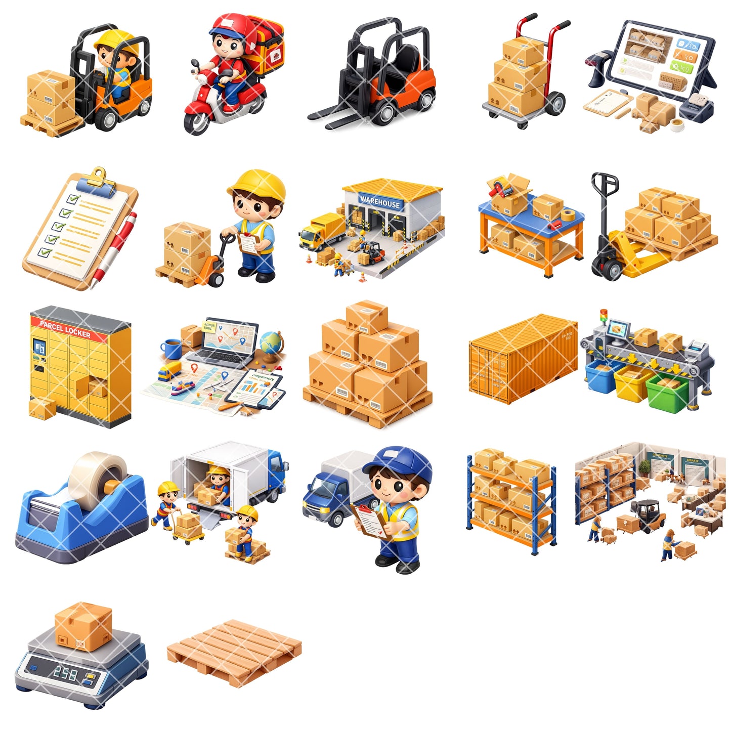 Delivery Logistics PNG Clipart, Courier & Shipping Graphics, Warehouse Postal Clipart, Planner Stickers, Commercial Use, 47 PNG