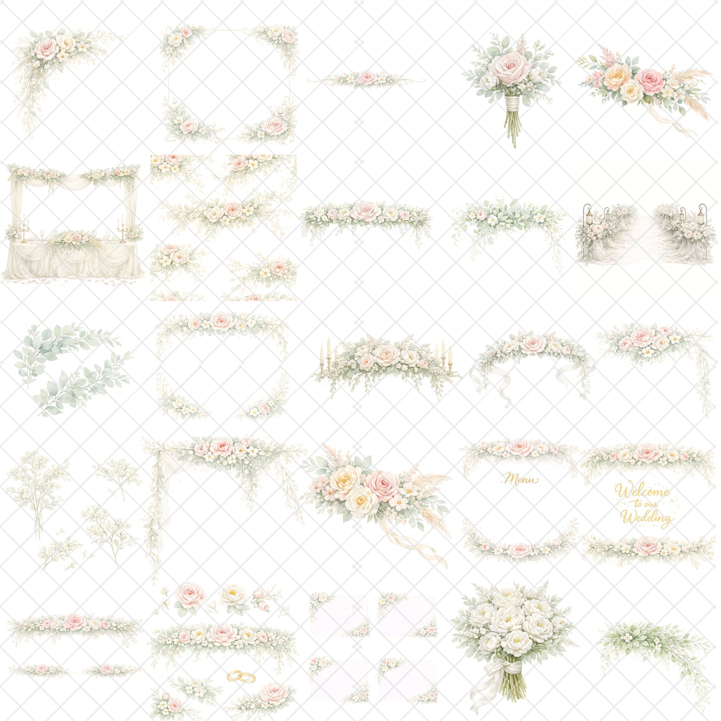 Wedding Floral 3D Clipart PNG Bundle – 51 Romantic Bouquets, Arches & Pastel Flower Arrangements