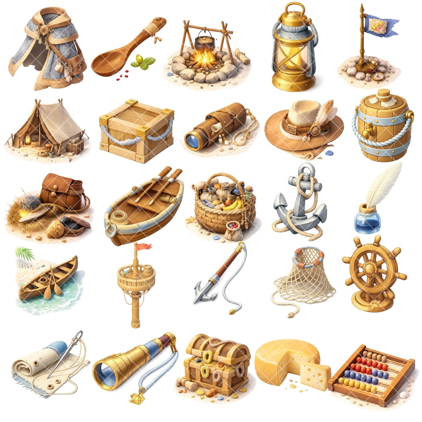Early European Exploration 3D Clipart PNG Bundle – 55 Age of Discovery History Graphics for Classroom