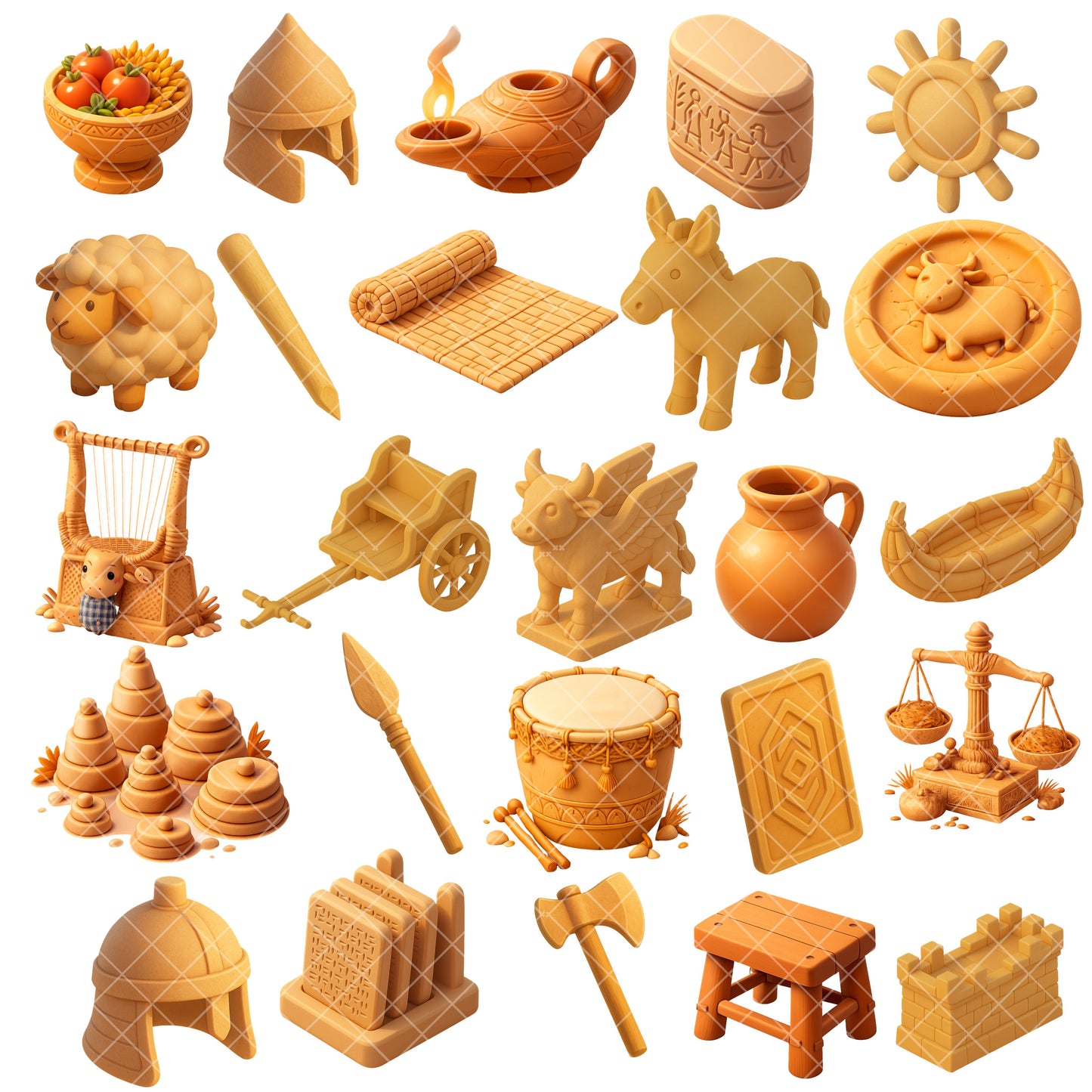 Mesopotamia 3D PNG Clipart Bundle – Ancient Civilization History Art (50 Files)