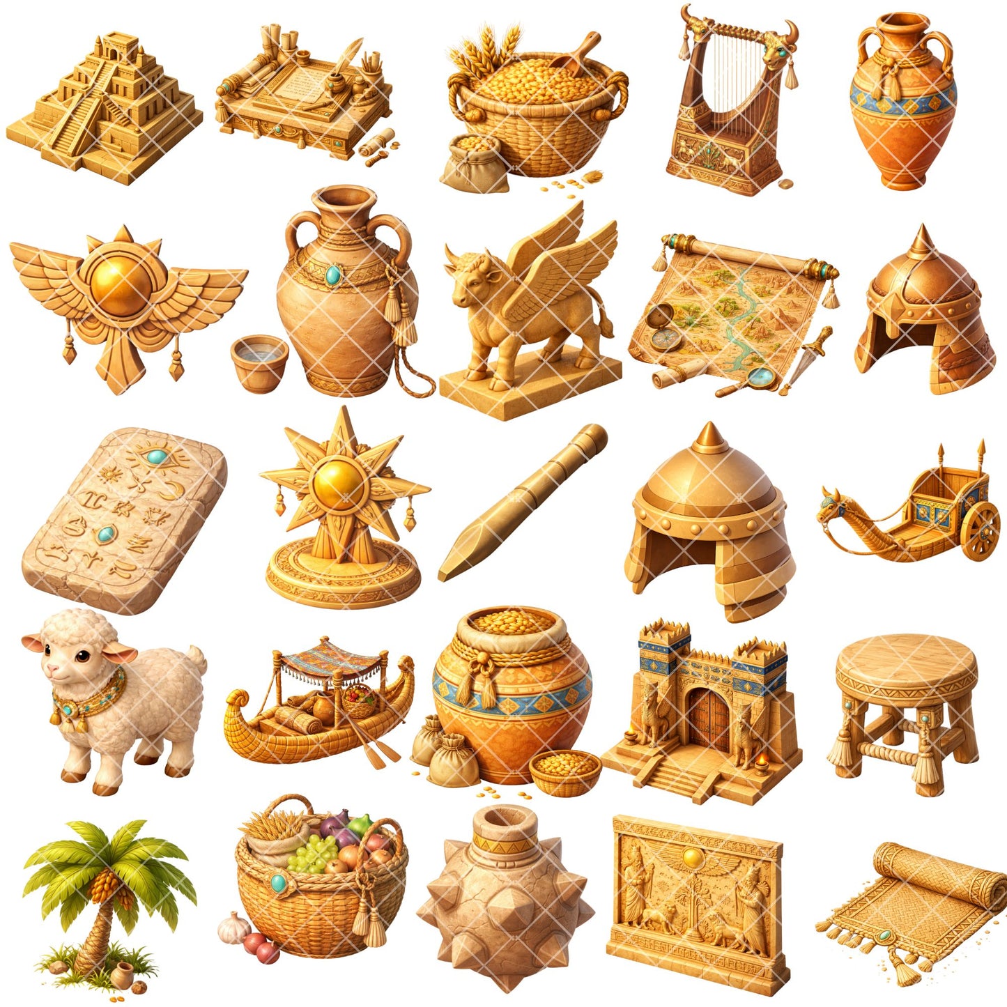 Mesopotamia Clipart – 54 Ancient Civilization PNG Files – Sumerian, Babylonian & Assyrian History Graphics