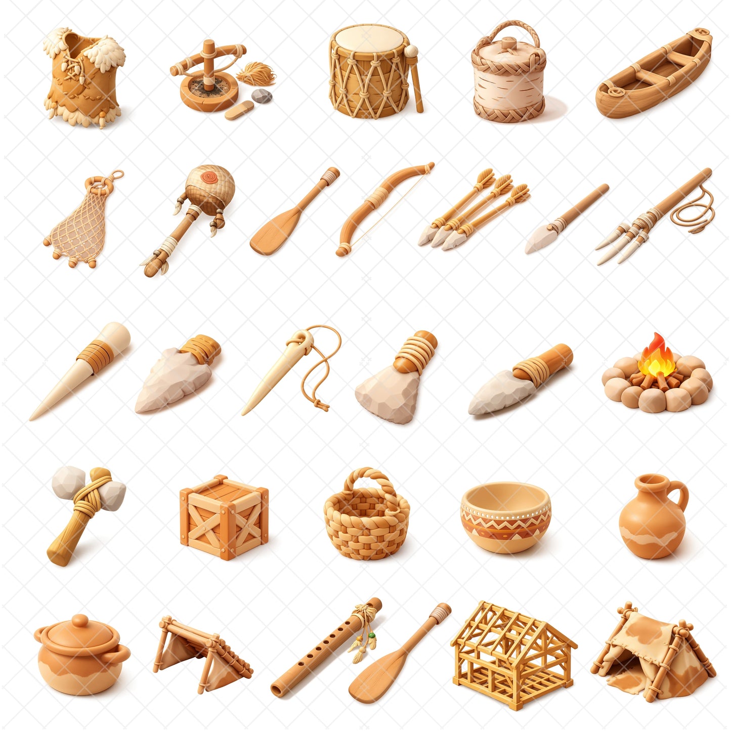 Indigenous Peoples of North America 3D Clipart – 55 PNG Files | Native American Culture, History & Classroom Projects