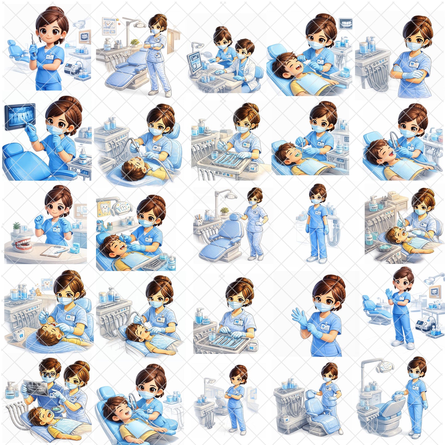 Dental Hygienist 3D Clipart PNG Bundle – 55 Dentist Office & Oral Care Graphics for Education & Marketing
