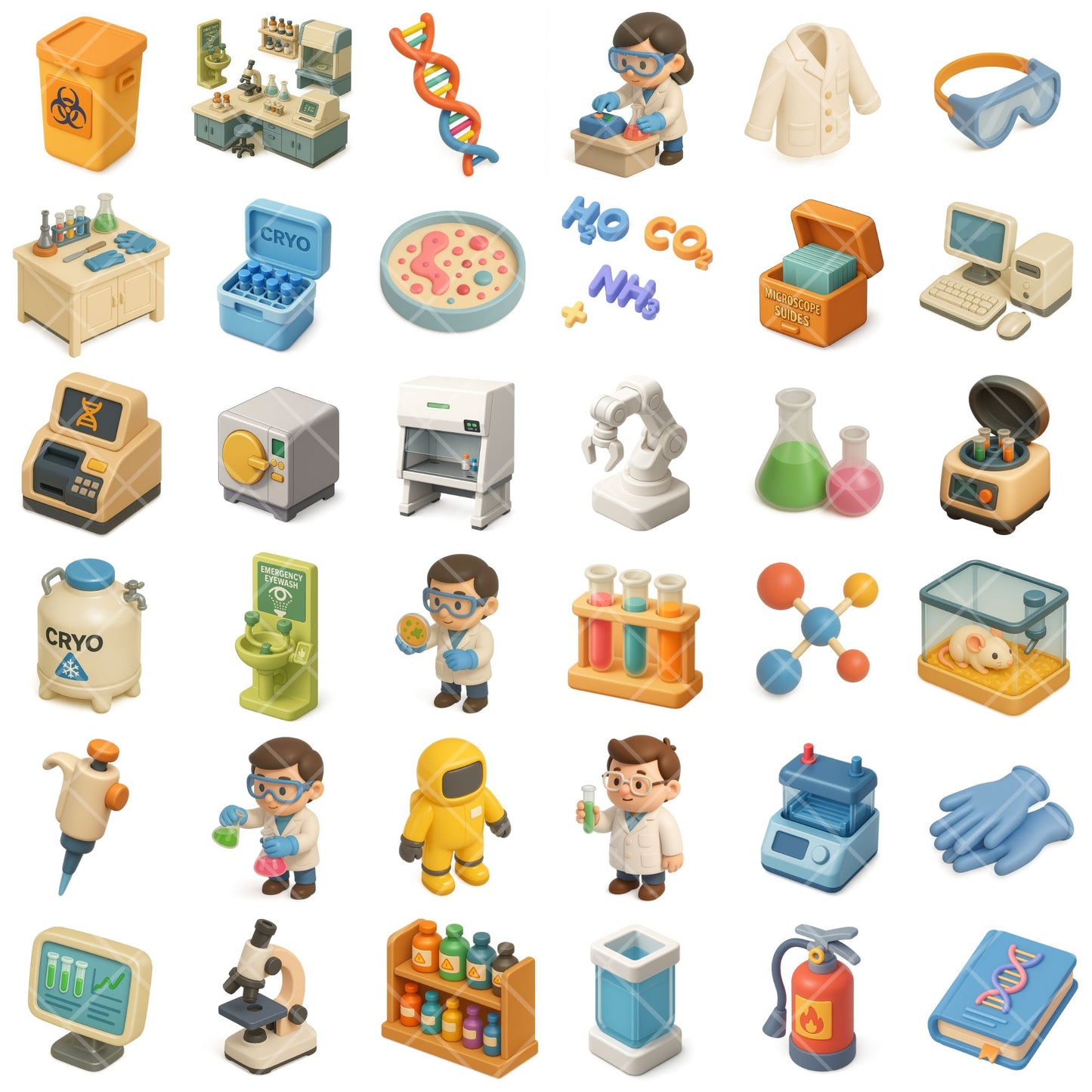 Scientist Clipart Bundle, Science PNG Icons, Chemistry Lab Equipment & STEM Graphics for Classroom