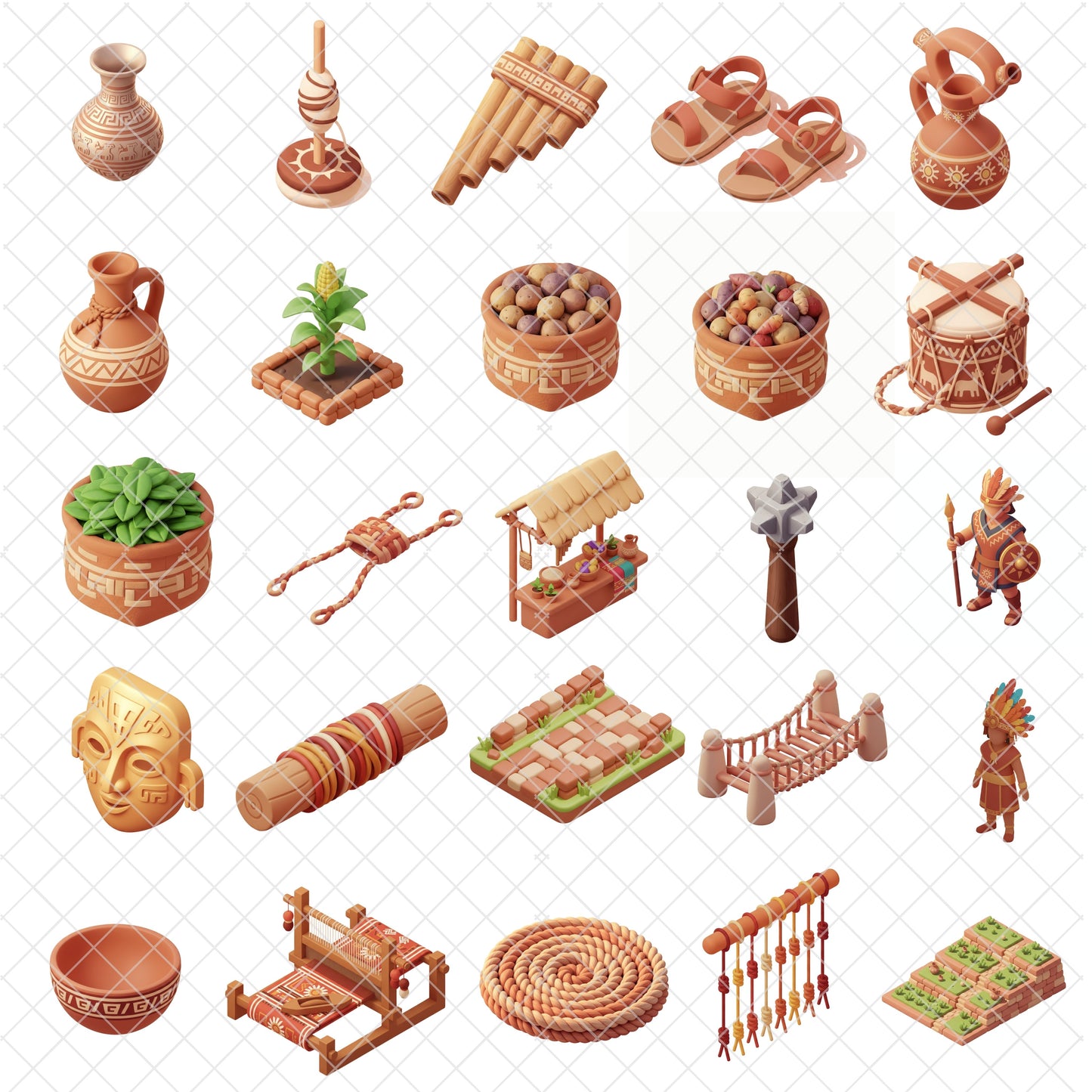 Inca Empire 3D Clipart PNG Bundle – 55 Ancient Civilization Graphics for History Classroom & Homeschool