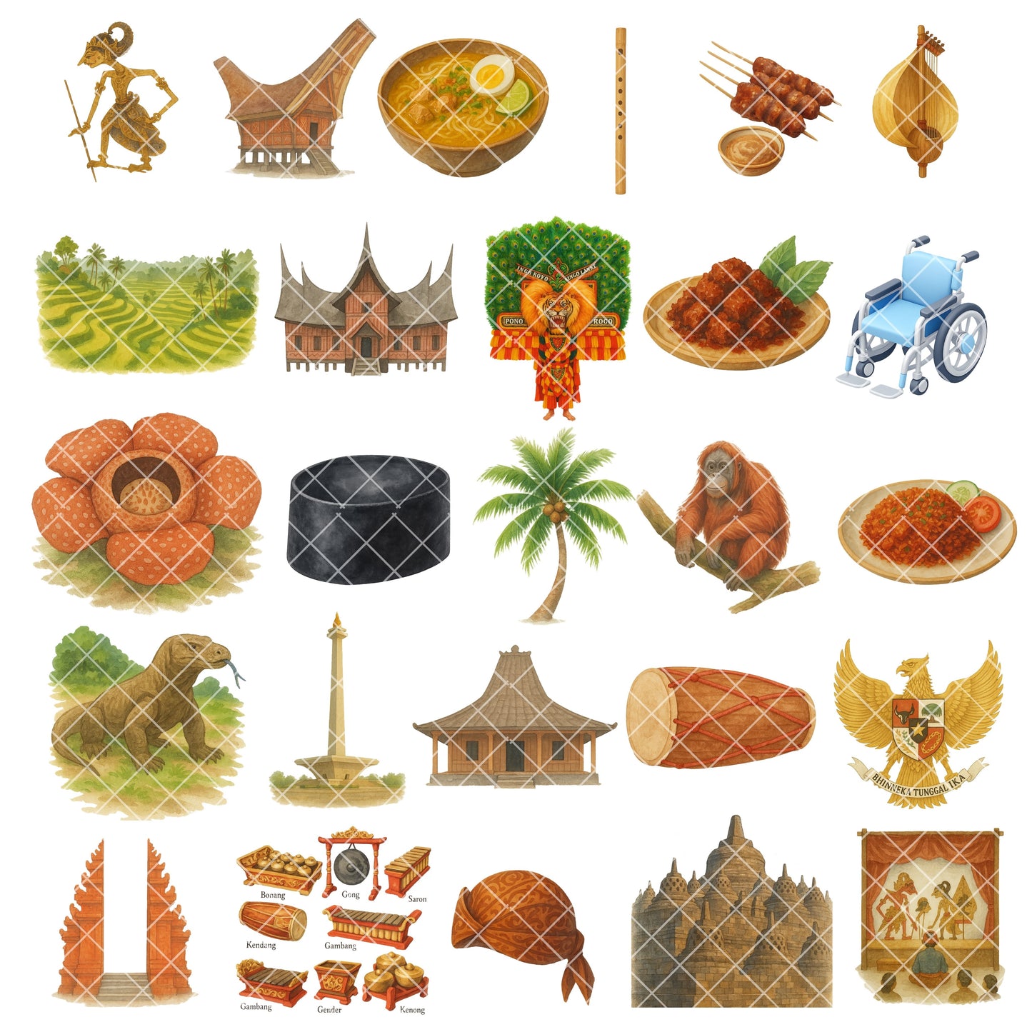 Rainforest Watercolor Clipart Bundle – Jungle Animals & Tropical Plants PNG, Nursery & Classroom Art, Nature Graphics, 49 PNG