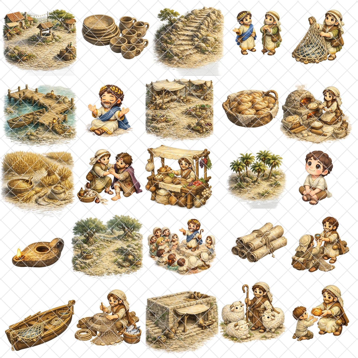 New Testament 3D Clipart PNG Bundle – 66 Bible Scene Graphics for Sunday School, Church & Christian Lessons