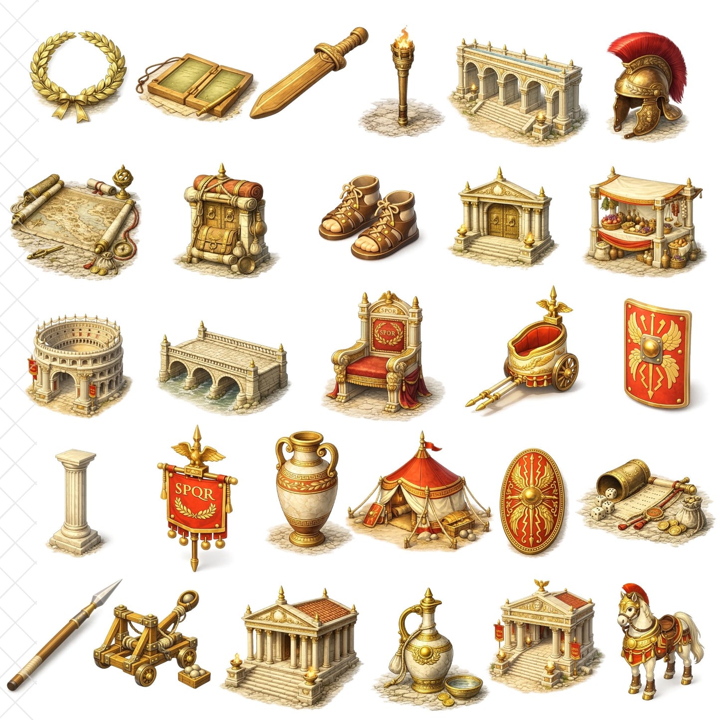 Ancient Rome 3D Clipart PNG Bundle – 55 Roman Empire Soldiers, Colosseum & History Graphics