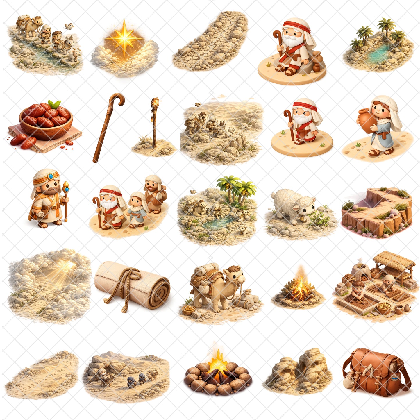Moses Bible Story 3D Clipart PNG Bundle – 64 Christian Old Testament Scenes for Sunday School & Homeschool