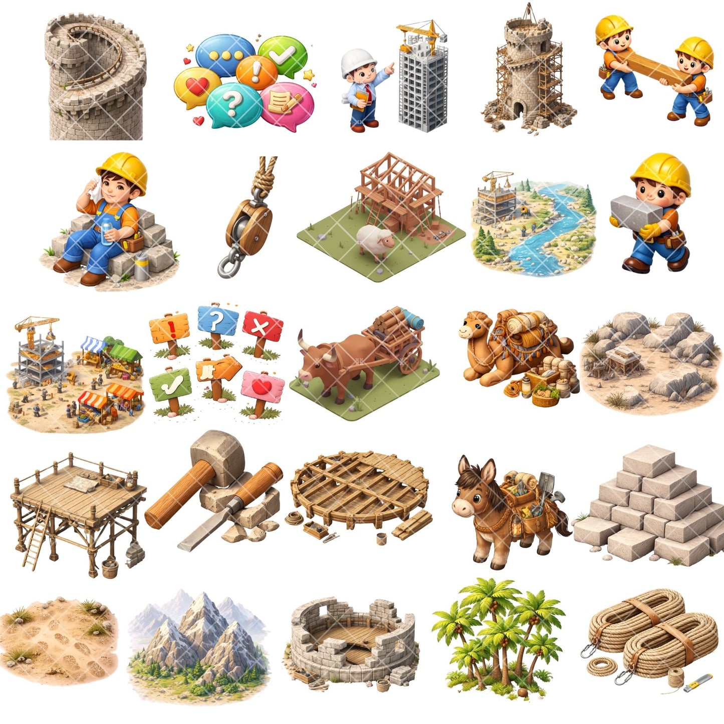 Tower of Babel Clipart – 60 Biblical PNG Files – Bible Story Builders, Christian Classroom & Sunday School Graphics