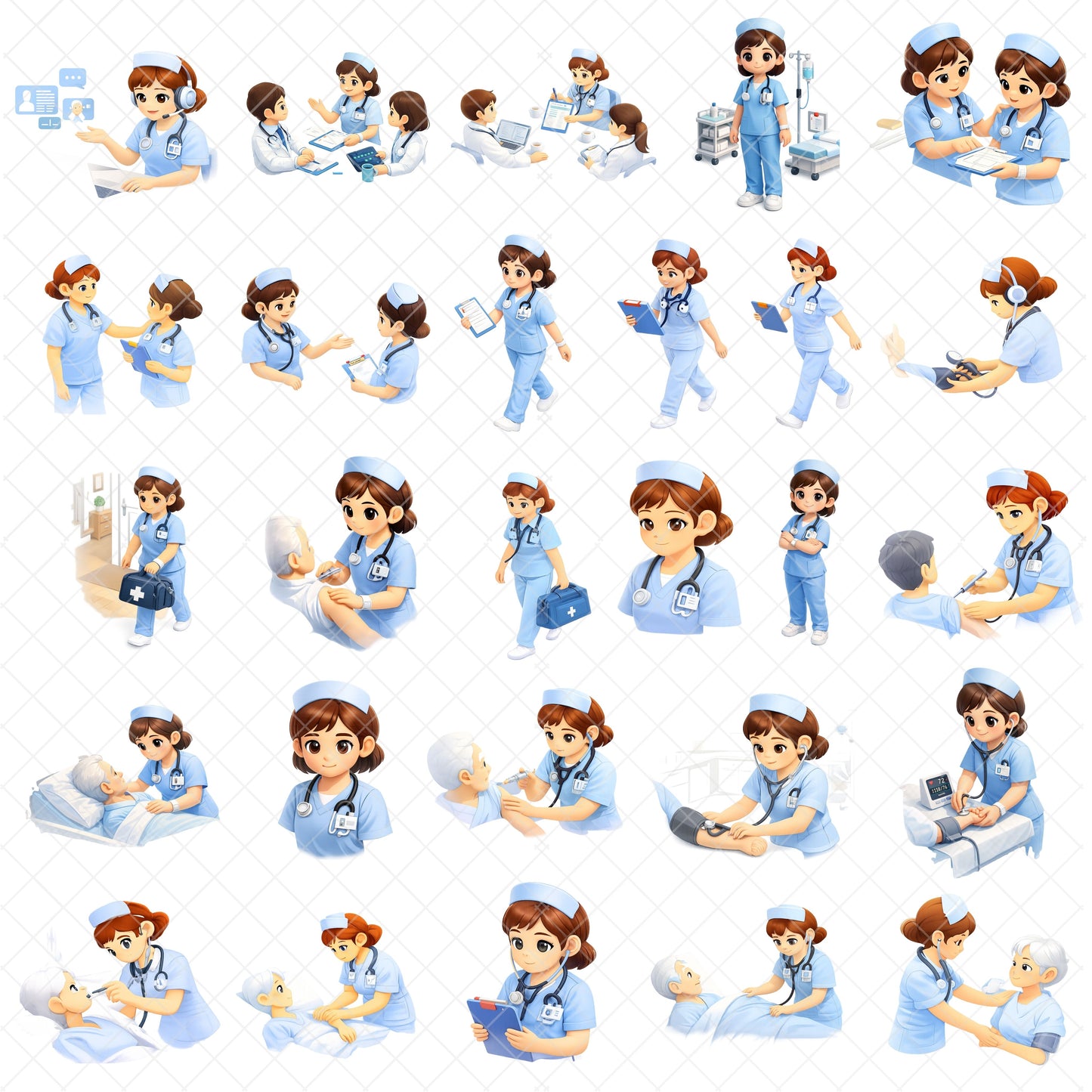 Nurse 3D Clipart Bundle – Medical Staff & Healthcare Scenes PNG, Nurse Characters, Hospital Tools, Appreciation & Education Art, 55 PNG