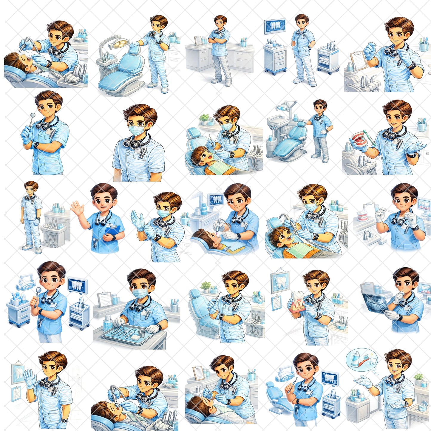 Dentist 3D Clipart PNG Bundle – 56 Isometric Tooth Care & Dental Office Graphics for Kids Education