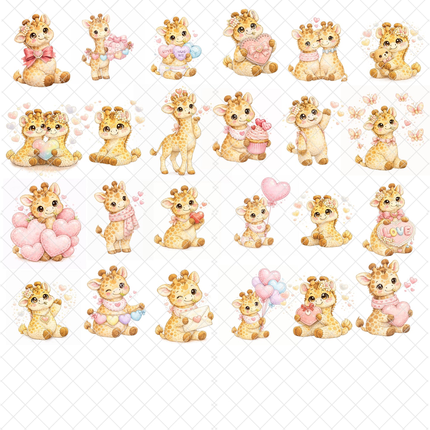 Valentine Giraffe Clipart – 54 Cute Love Giraffe PNG Files – Romantic Animal Graphics for Cards & Crafts