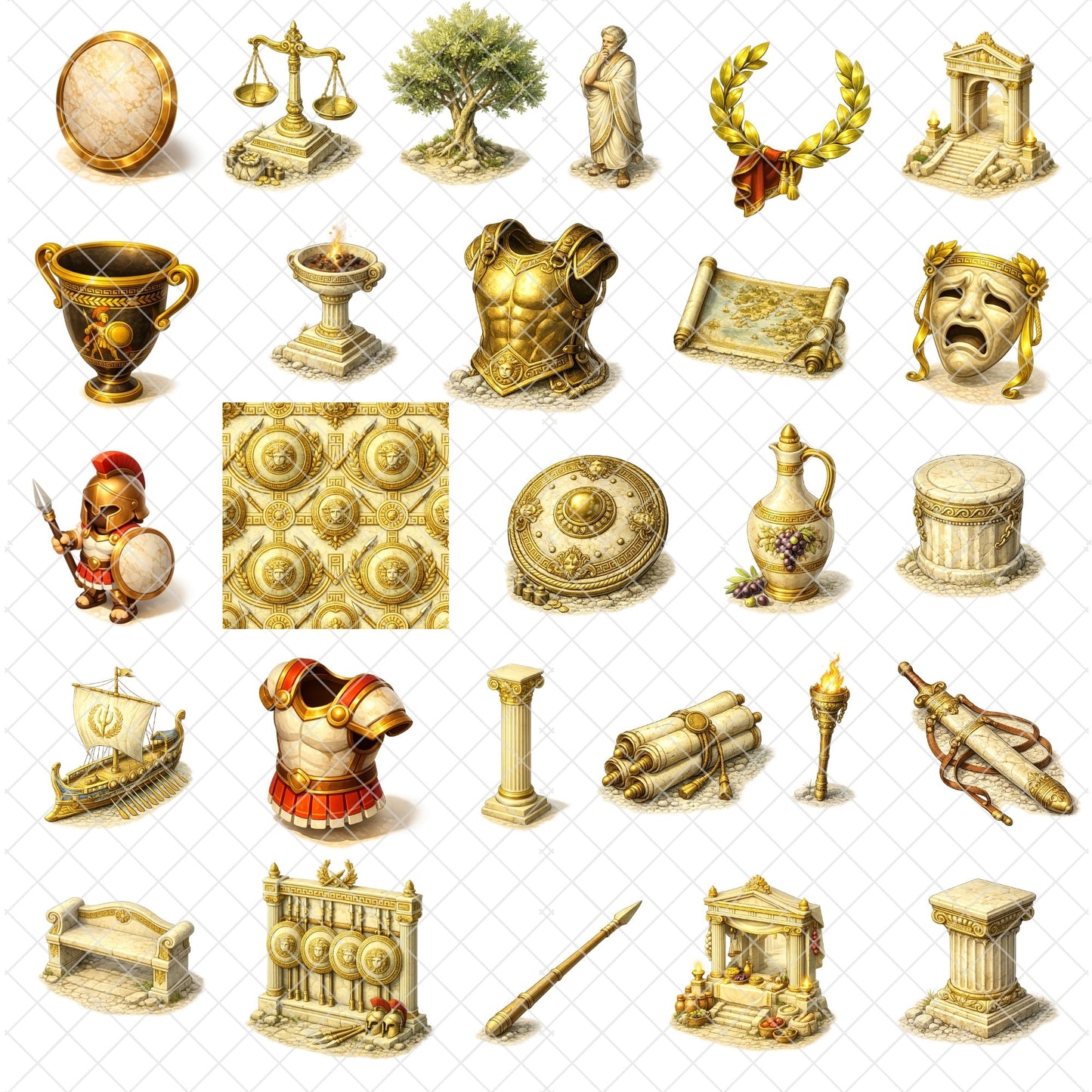 Ancient Greece 3D Clipart PNG Bundle – 55 Greek Mythology & History Graphics for Classroom Projects