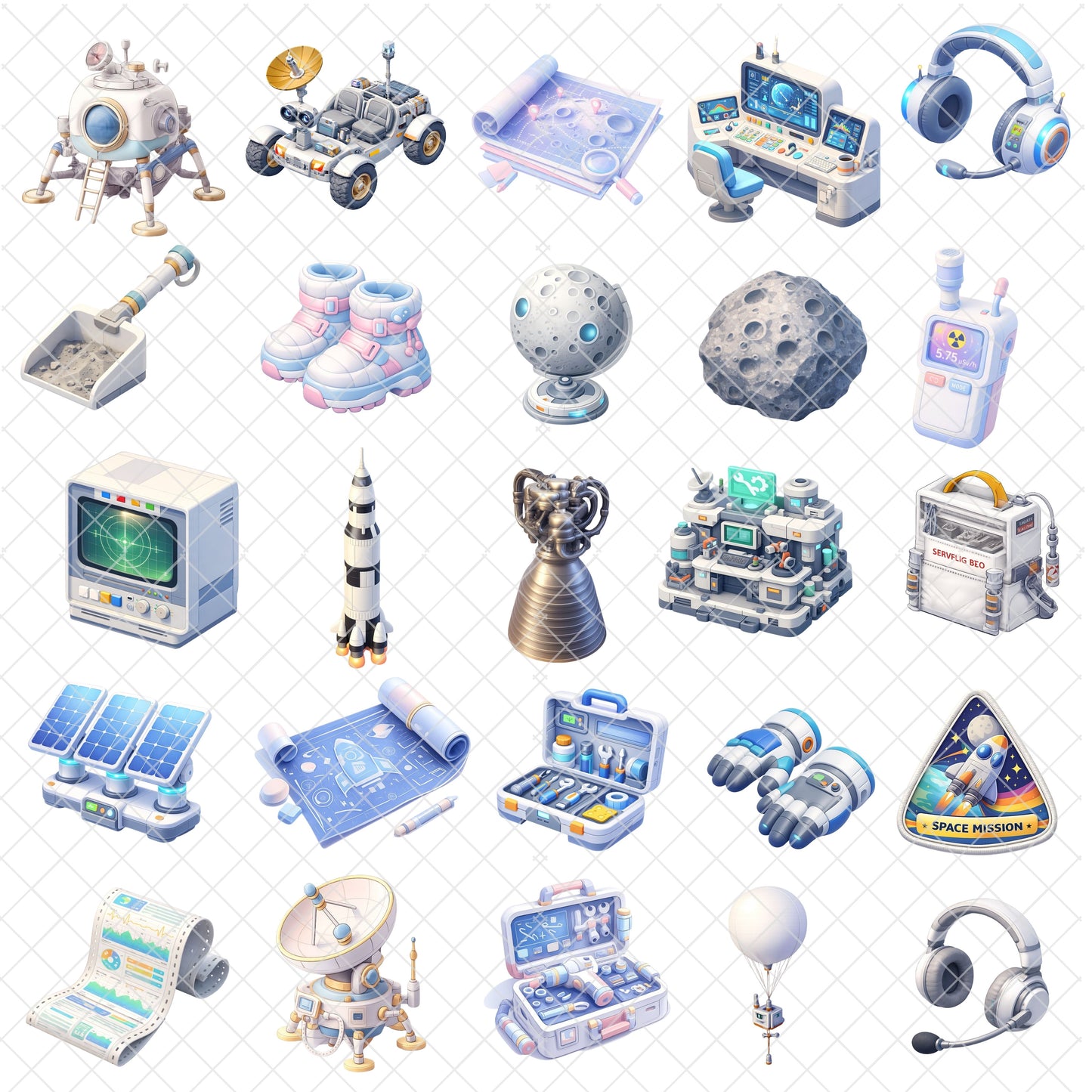 Space Race NASA Clipart Bundle | Astronaut Rocket PNG | Space Exploration 3D Clipart | STEM Science Classroom Decor | Moon Landing Space PNG | 53 Files