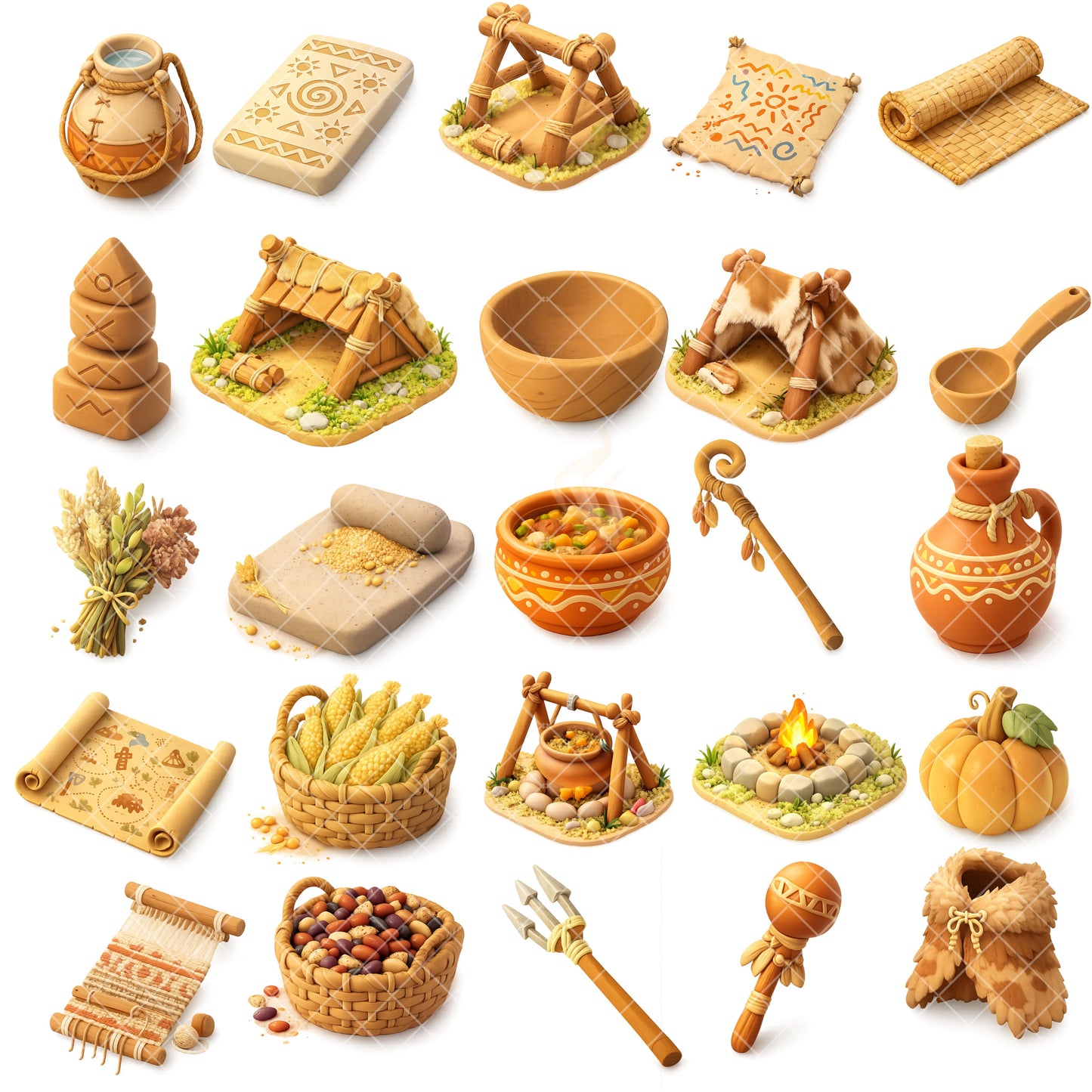 Indigenous Peoples of North America 3D Clipart PNG Bundle – 55 Culture & History Graphics for Classroom