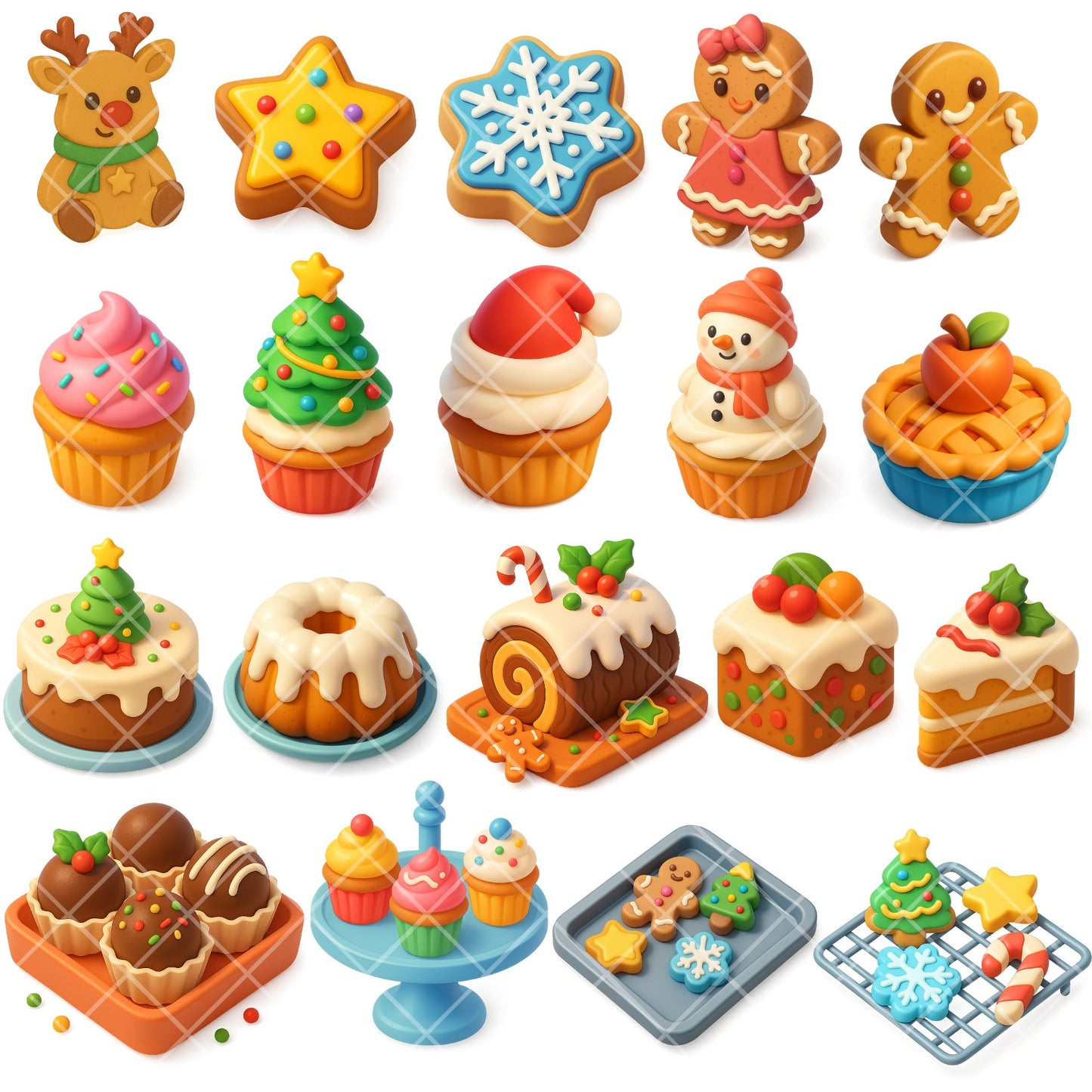 Christmas Baking Clipart – 3D Holiday Sweets PNG | Festive Desserts, Kitchen Tools, Cookies & Cakes