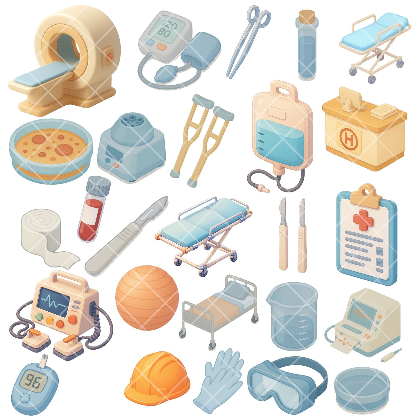 Medical Lab Tools PNG – 3D Hospital Clipart Set, Healthcare & Science Graphics for Doctors & Nurses (58 Files)