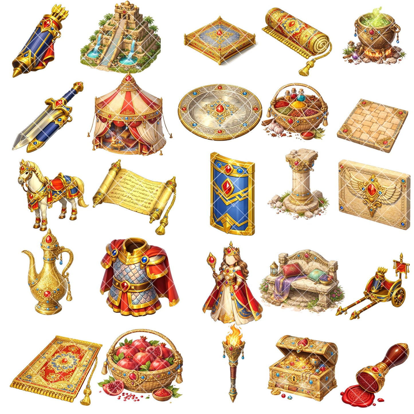 Persian Empire Clipart – 55 Ancient Persia PNG Files – Royal Kings, Thrones & Historical Graphics
