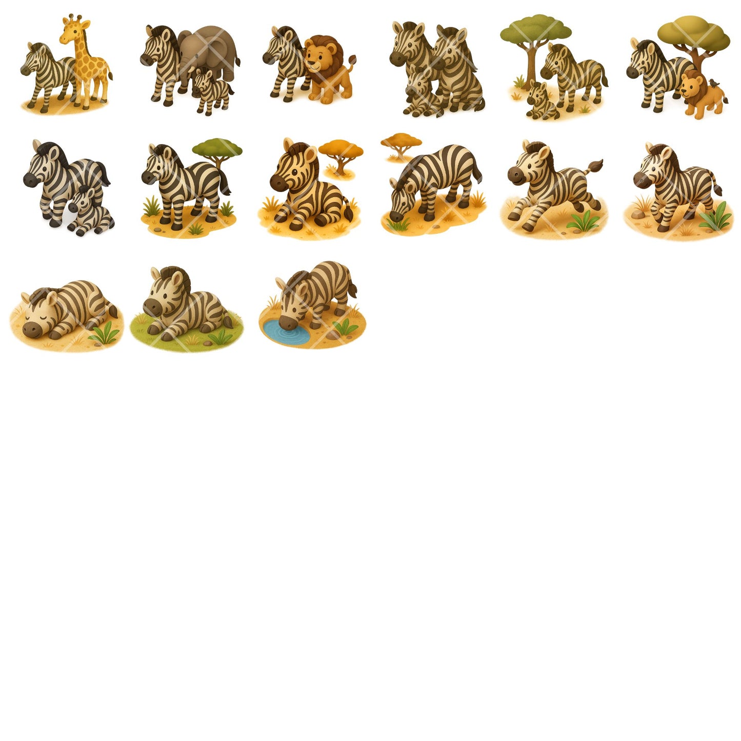Zebra 3D Clipart PNG | Safari Animals Isometric Set | Jungle Nursery Art | Kids Safari Clipart | Commercial Use