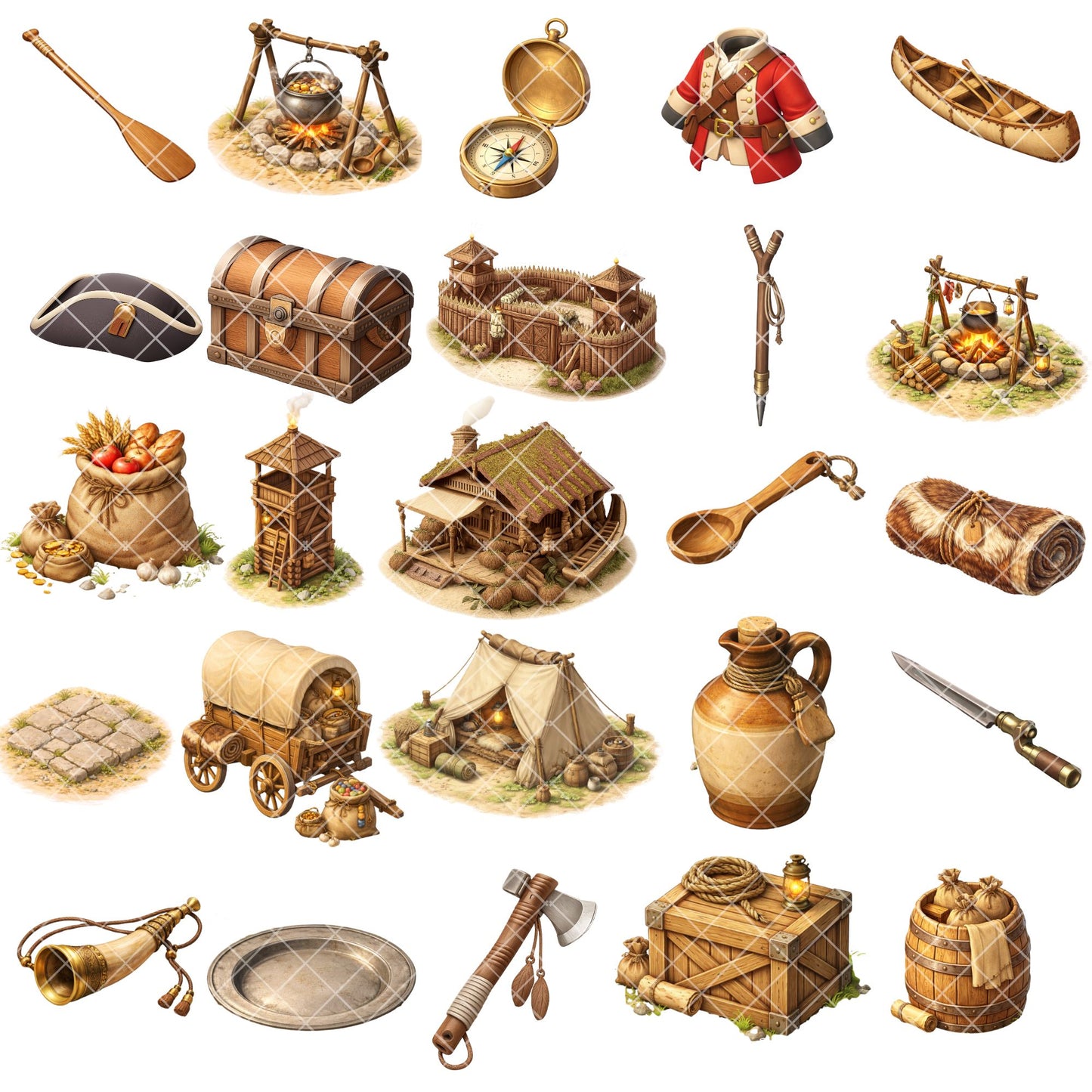 French and Indian War Clipart – 56 Colonial America PNG Files – Redcoat Soldiers, Forts & History Classroom Graphics