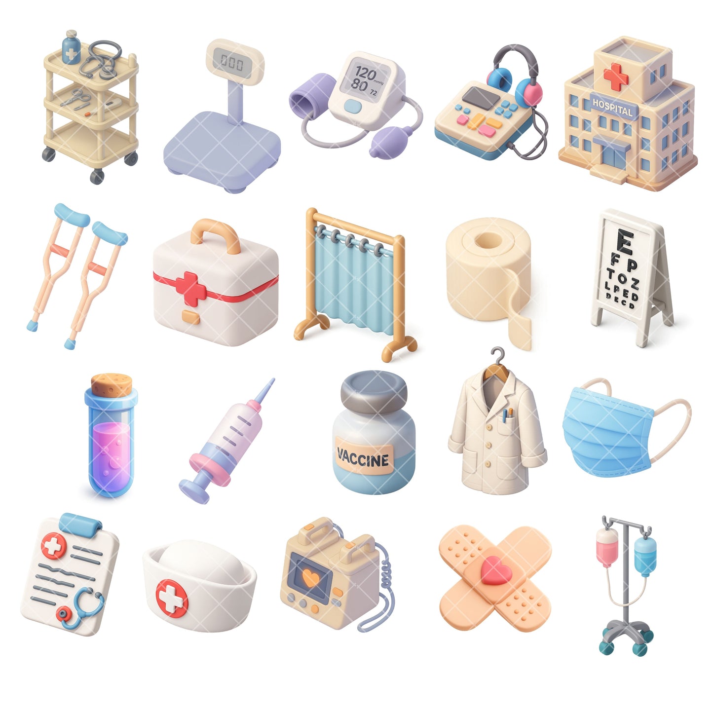 Medical Staff Clipart PNG Bundle – 53 Cute Hospital, Nurse & Doctor Graphics (Digital Download)