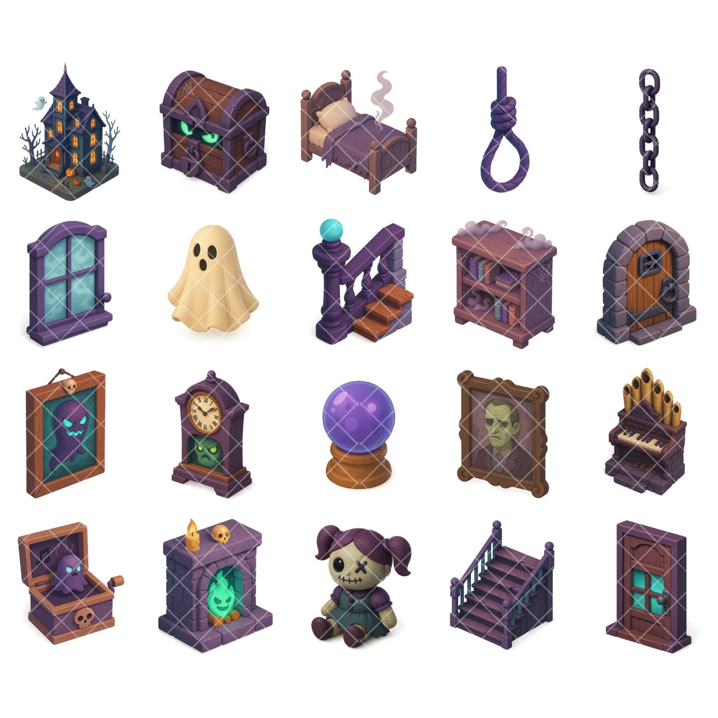Haunted House Clipart PNG – Spooky Halloween Props & Gothic Decor | 3D Haunted Mansion Art (50 Files)
