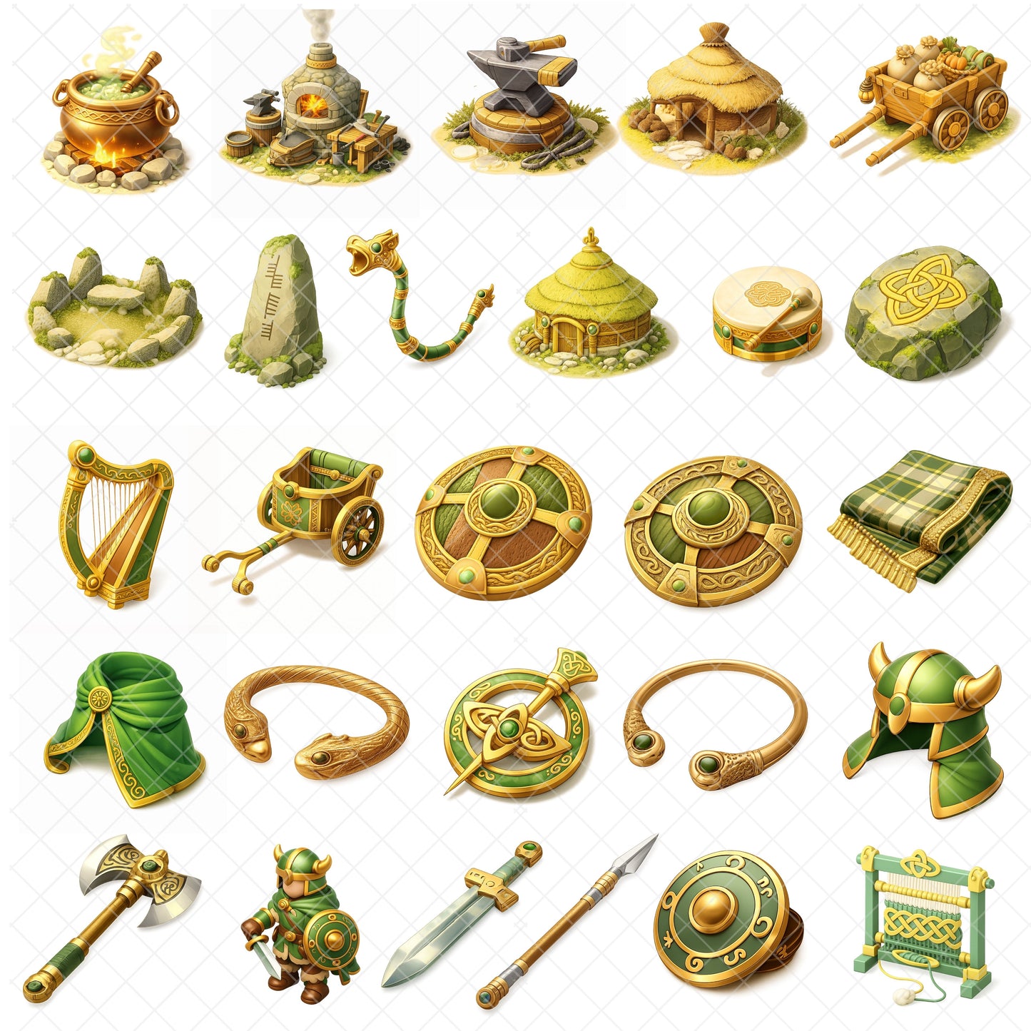 Celtic Civilization 3D Clipart – 56 PNG Files | Ancient Celts, Mythology, Warriors, Symbols & History Projects