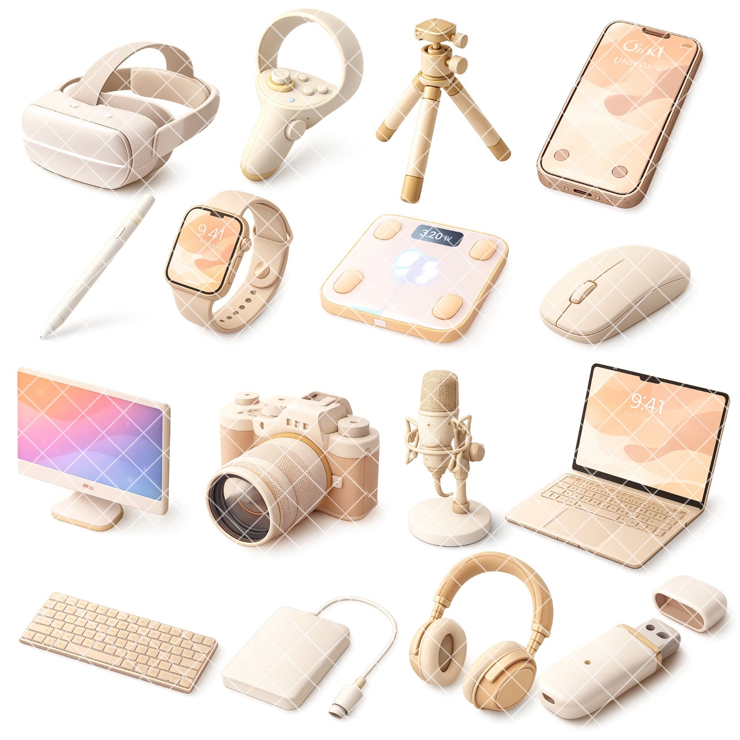 Modern Tech Gadget 3D Clipart PNG Bundle – 50 Digital Devices for Blogs, Planners & Branding
