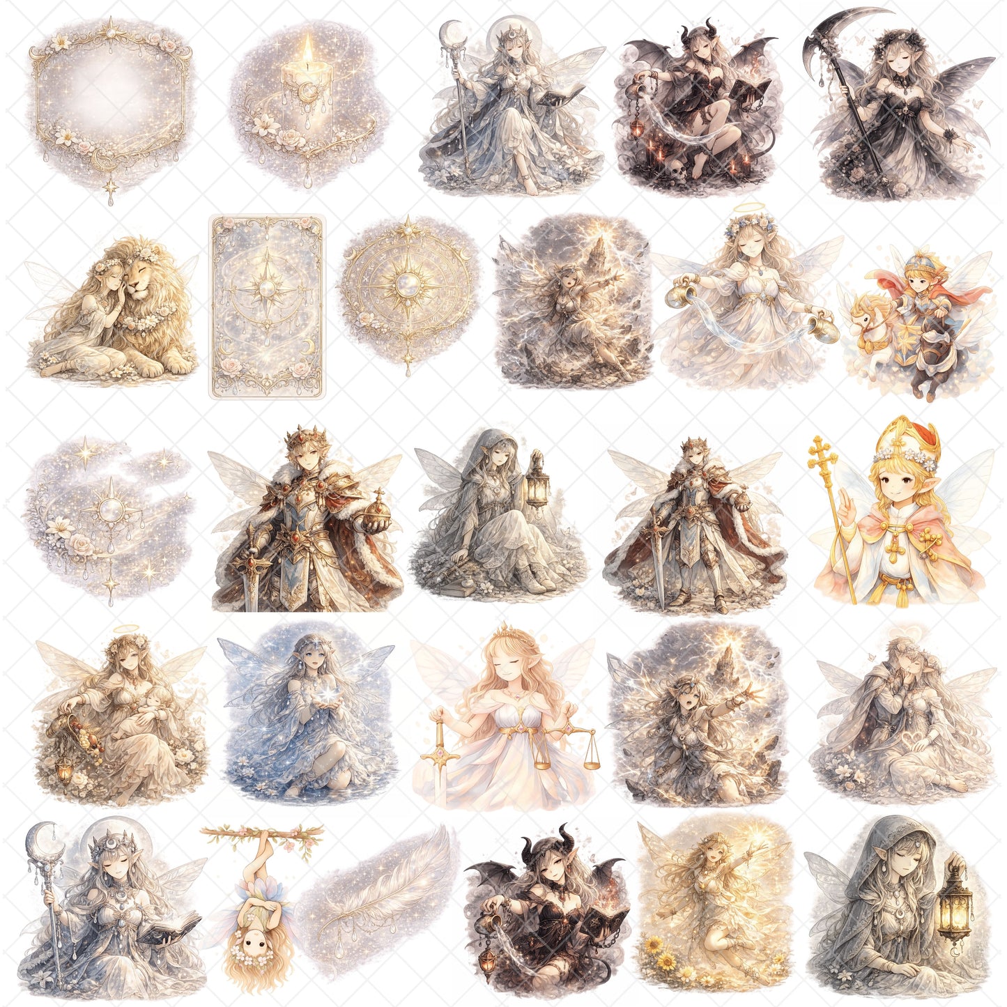 Fairy Tarot Watercolor Clipart – 55 PNG Files | Fantasy Tarot Cards, Magical Fairies, Spiritual & Mystic Art