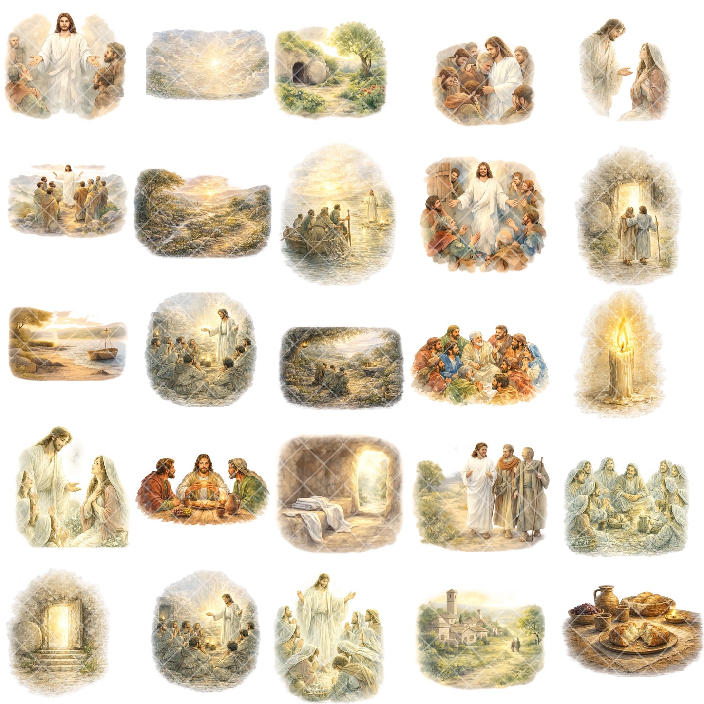 Resurrection Appearances Watercolor Clipart Bundle