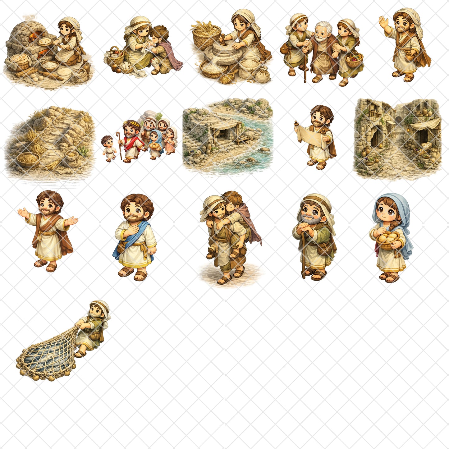 New Testament 3D Clipart PNG Bundle – 66 Bible Scene Graphics for Sunday School, Church & Christian Lessons