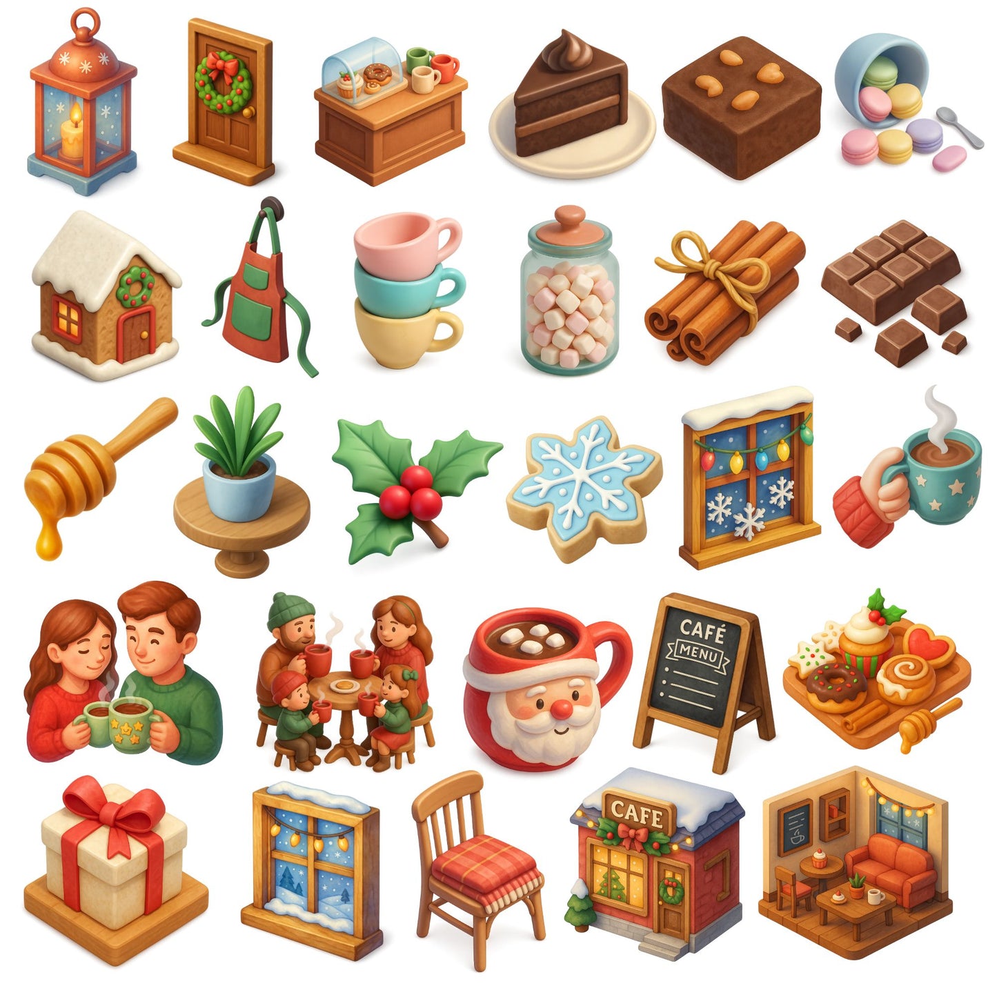 Christmas Café Clipart – 56 Cozy Holiday PNGs | Hot Cocoa, Cookies, Winter Coffee Shop Art