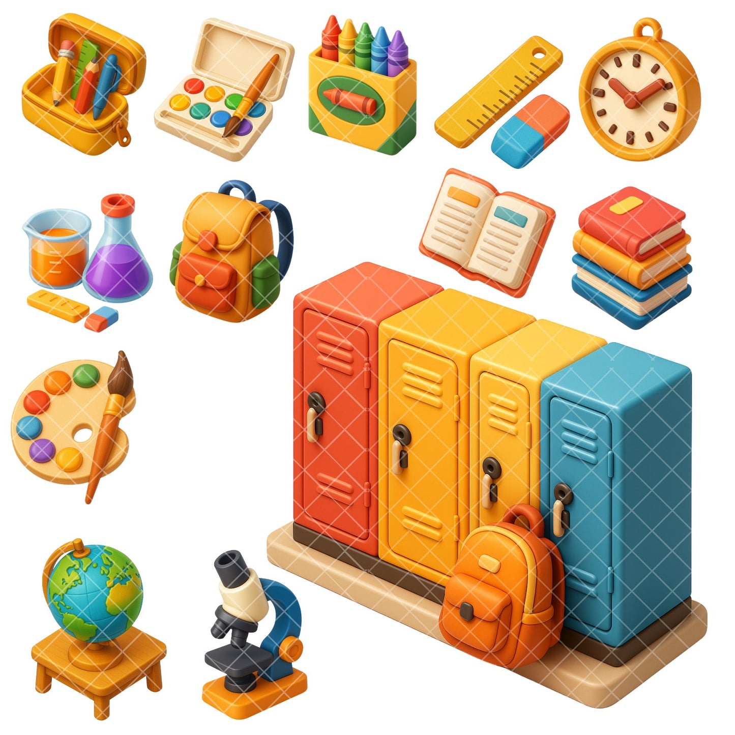 School Classroom Clipart – Teacher & Student PNG Illustrations, Educational School Graphics Bundle (64 Files)